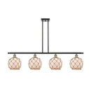 Farmhouse Rope Island Light shown in the Black Antique Brass finish with a White Glass with Brown Rope shade