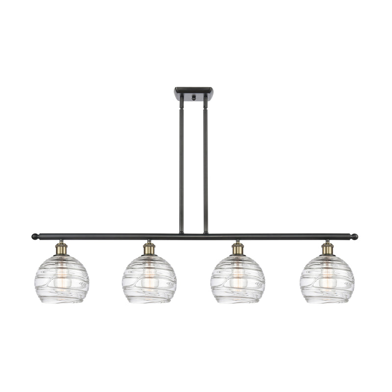 Deco Swirl Island Light shown in the Black Antique Brass finish with a Clear shade