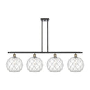 Farmhouse Rope Island Light shown in the Black Antique Brass finish with a Clear Glass with White Rope shade