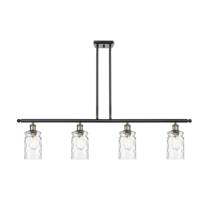 Candor Island Light shown in the Black Antique Brass finish with a Clear Waterglass shade