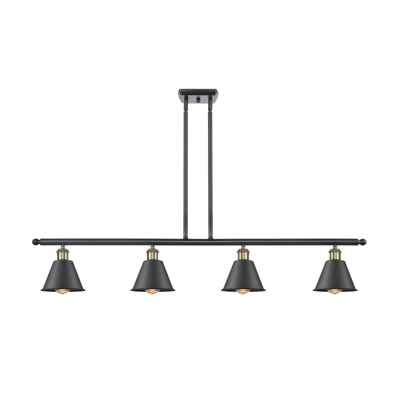 Smithfield Island Light shown in the Black Antique Brass finish with a Matte Black shade