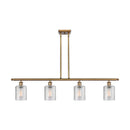 Cobbleskill Island Light shown in the Brushed Brass finish with a Clear shade