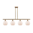 Athens Island Light shown in the Brushed Brass finish with a Matte White shade