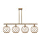 Farmhouse Rope Island Light shown in the Brushed Brass finish with a Clear Glass with Brown Rope shade