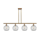 Farmhouse Rope Island Light shown in the Brushed Brass finish with a Clear Glass with White Rope shade