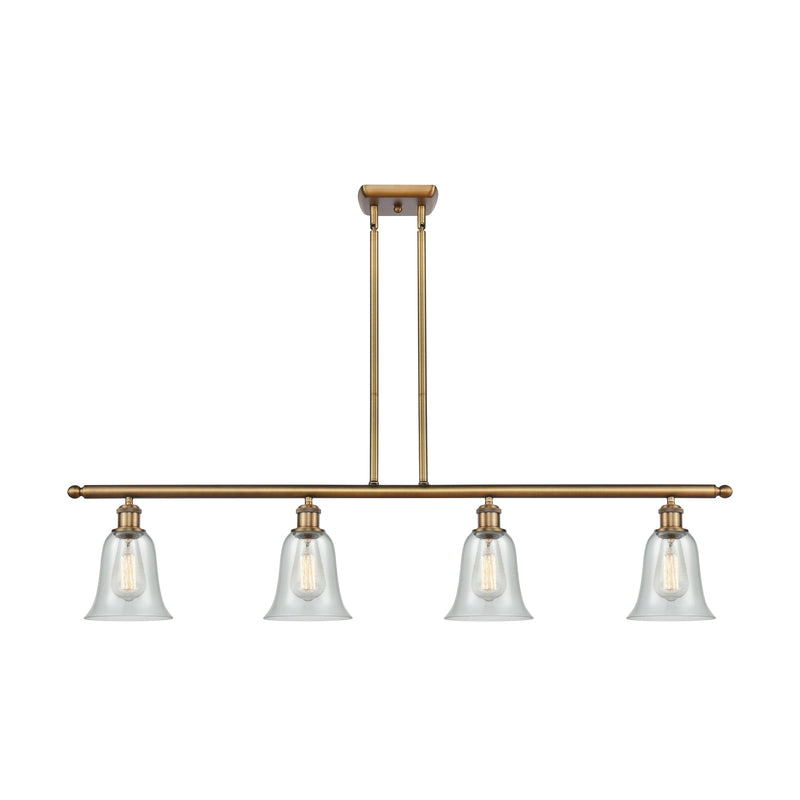 Hanover Island Light shown in the Brushed Brass finish with a Fishnet shade