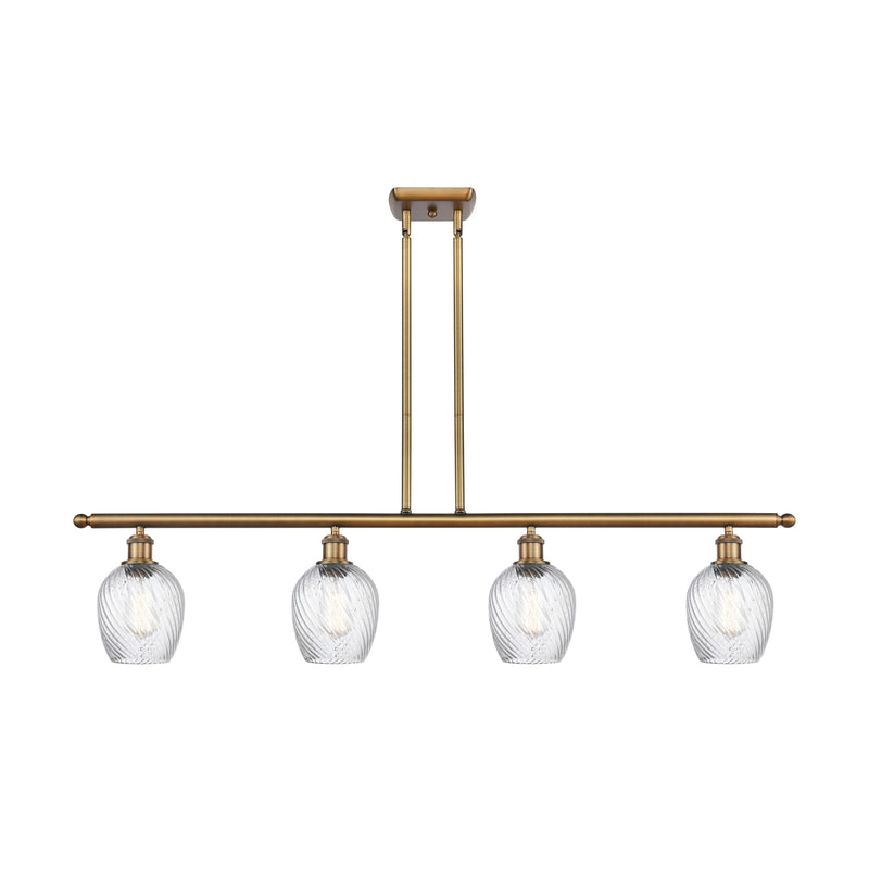 Salina Island Light shown in the Brushed Brass finish with a Clear Spiral Fluted shade