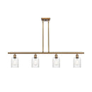 Hadley Island Light shown in the Brushed Brass finish with a Clear shade