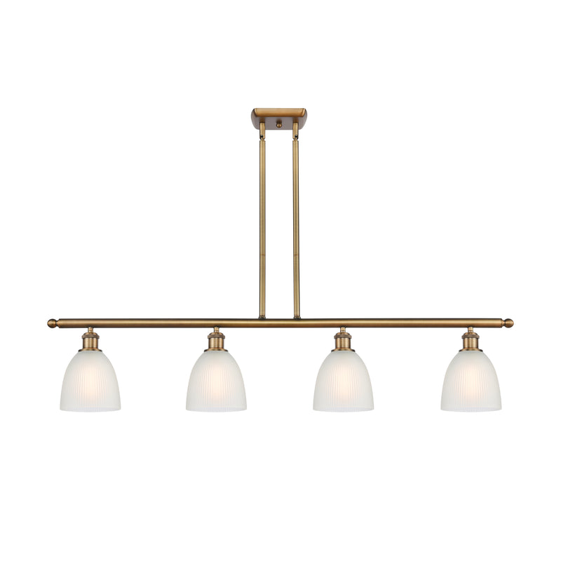 Castile Island Light shown in the Brushed Brass finish with a White shade