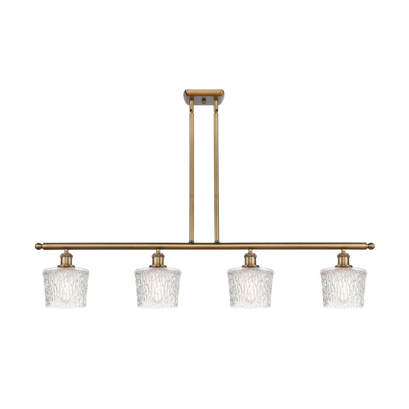 Niagra Island Light shown in the Brushed Brass finish with a Clear shade