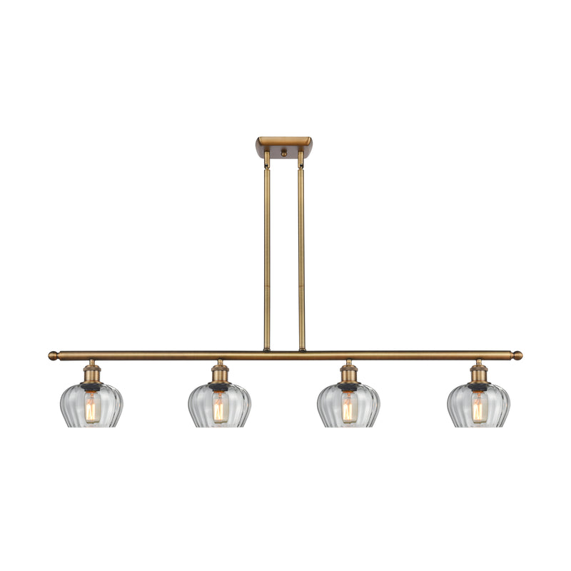 Fenton Island Light shown in the Brushed Brass finish with a Clear shade