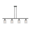 Cobbleskill Island Light shown in the Matte Black finish with a Clear shade