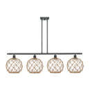 Farmhouse Rope Island Light shown in the Matte Black finish with a Clear Glass with Brown Rope shade