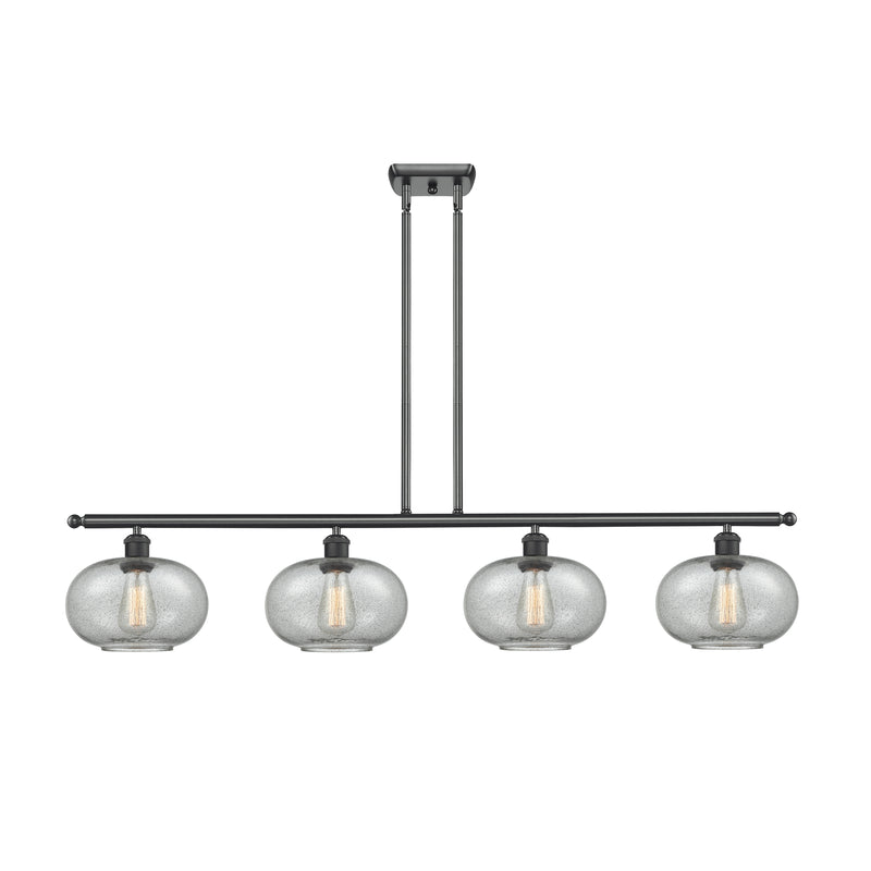 Gorham Island Light shown in the Matte Black finish with a Charcoal shade