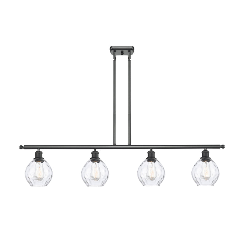 Waverly Island Light shown in the Matte Black finish with a Clear shade