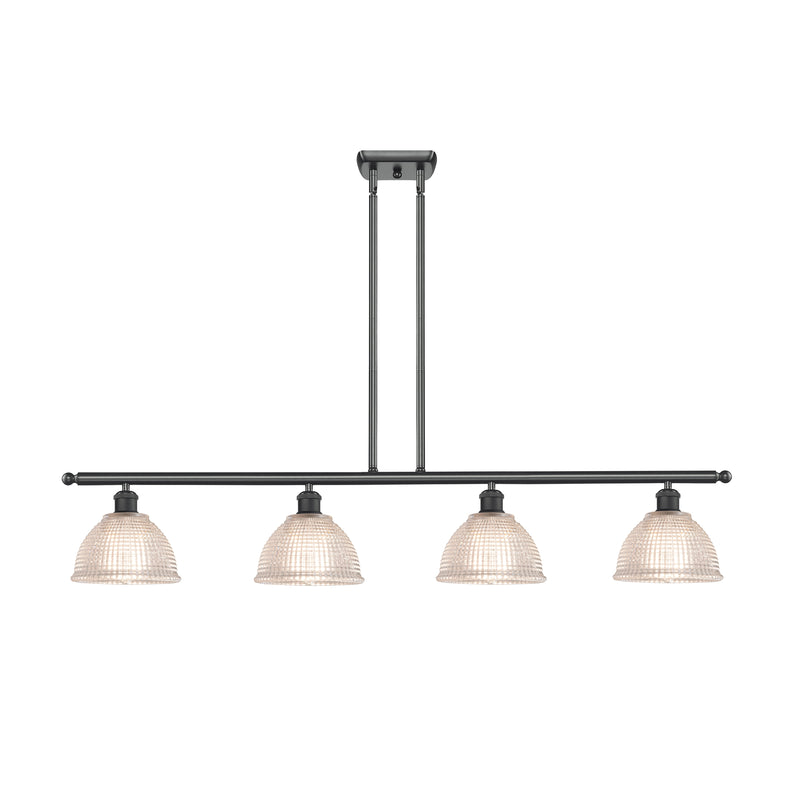 Arietta Island Light shown in the Matte Black finish with a Clear shade