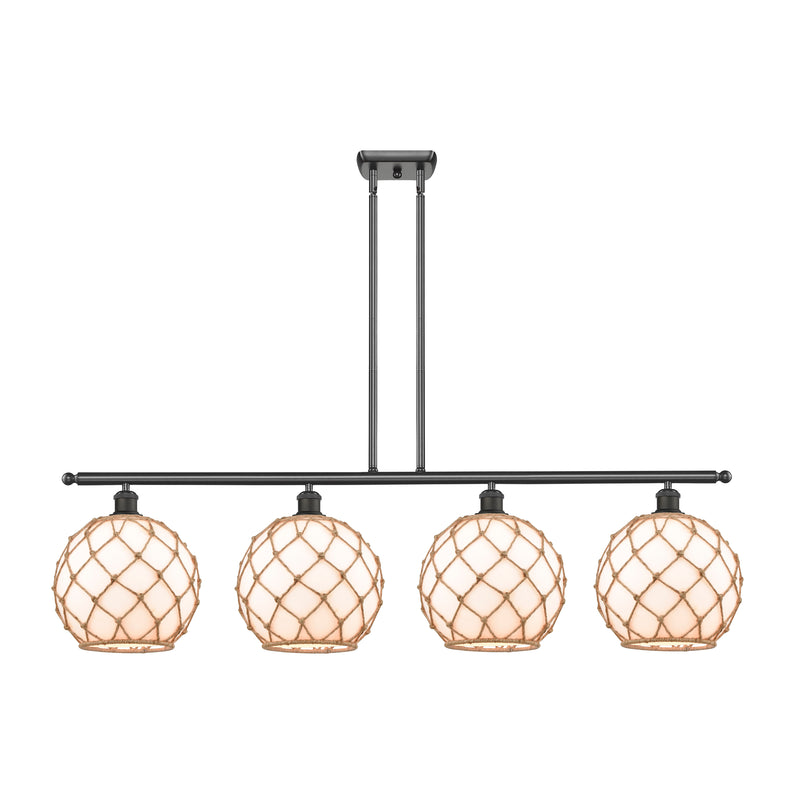 Farmhouse Rope Island Light shown in the Oil Rubbed Bronze finish with a White Glass with Brown Rope shade