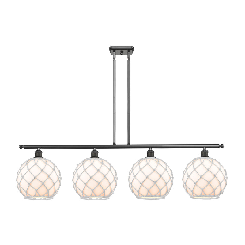 Farmhouse Rope Island Light shown in the Oil Rubbed Bronze finish with a White Glass with White Rope shade