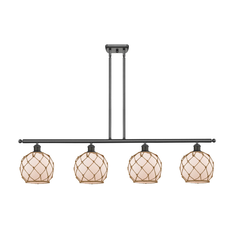 Farmhouse Rope Island Light shown in the Oil Rubbed Bronze finish with a White Glass with Brown Rope shade