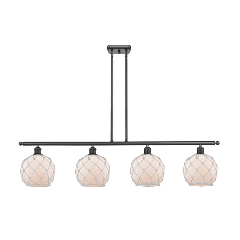 Farmhouse Rope Island Light shown in the Oil Rubbed Bronze finish with a White Glass with White Rope shade