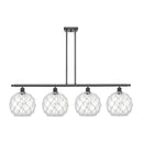 Farmhouse Rope Island Light shown in the Oil Rubbed Bronze finish with a Clear Glass with White Rope shade