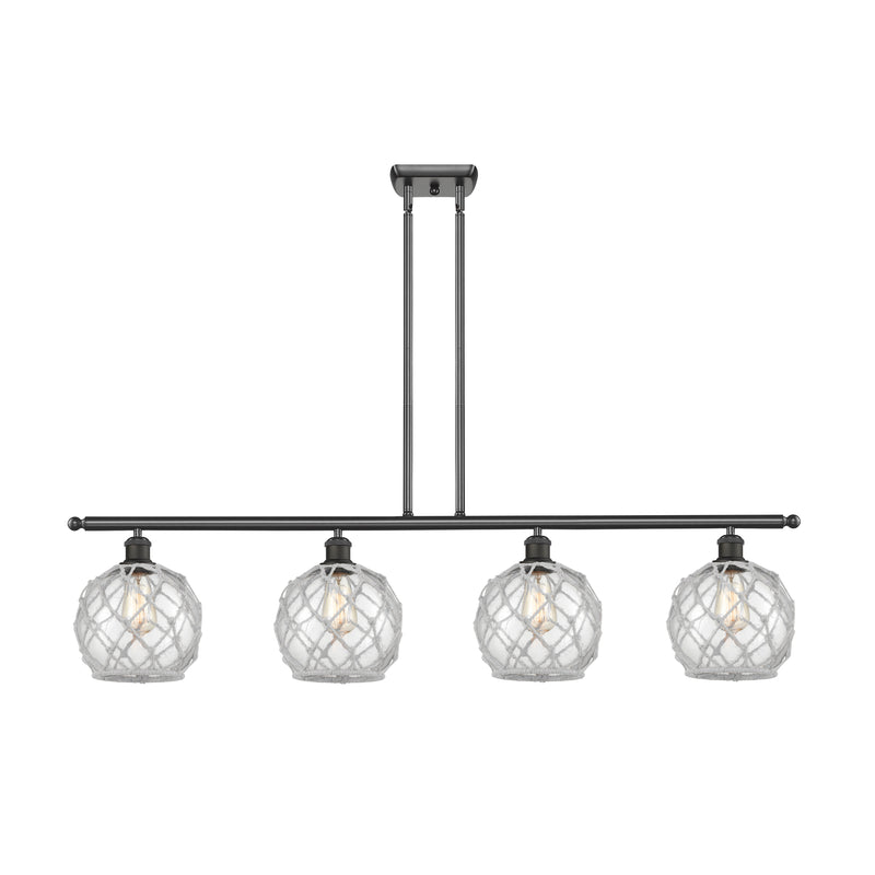 Farmhouse Rope Island Light shown in the Oil Rubbed Bronze finish with a Clear Glass with White Rope shade