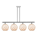 Farmhouse Rope Island Light shown in the Polished Chrome finish with a White Glass with Brown Rope shade