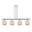 Farmhouse Rope Island Light shown in the Polished Chrome finish with a White Glass with Brown Rope shade