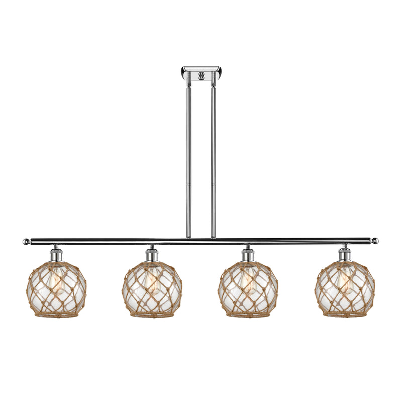 Farmhouse Rope Island Light shown in the Polished Chrome finish with a Clear Glass with Brown Rope shade