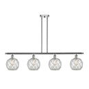 Farmhouse Rope Island Light shown in the Polished Chrome finish with a Clear Glass with White Rope shade