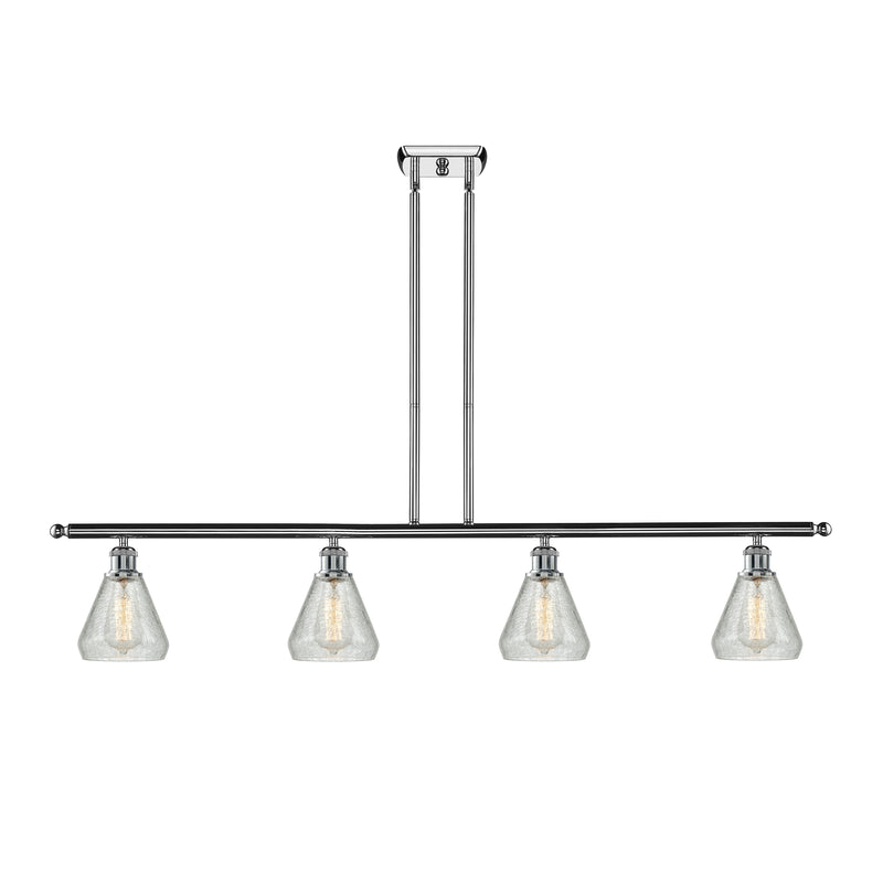 Conesus Island Light shown in the Polished Chrome finish with a Clear Crackle shade