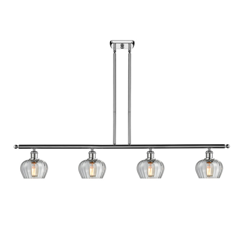 Fenton Island Light shown in the Polished Chrome finish with a Clear shade