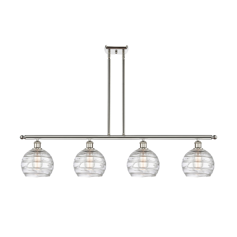 Deco Swirl Island Light shown in the Polished Nickel finish with a Clear shade