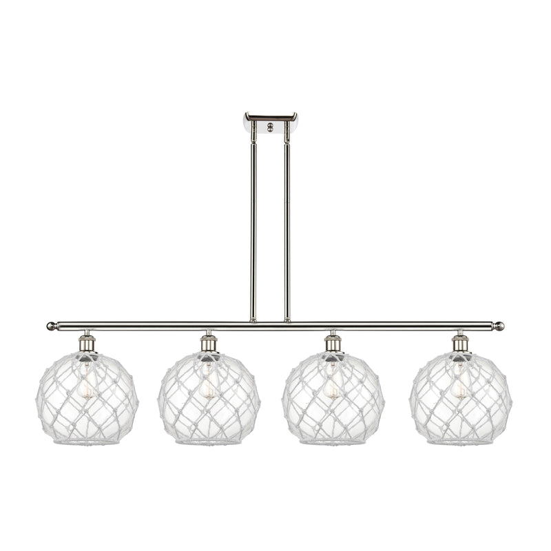 Farmhouse Rope Island Light shown in the Polished Nickel finish with a Clear Glass with White Rope shade