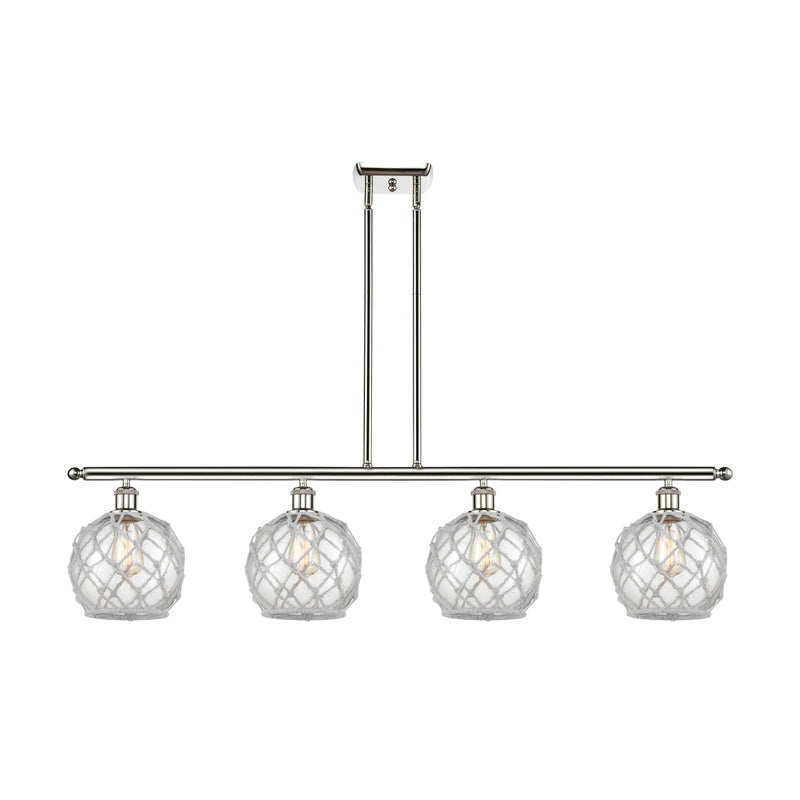 Farmhouse Rope Island Light shown in the Polished Nickel finish with a Clear Glass with White Rope shade