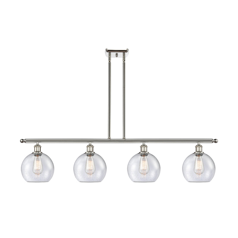 Athens Island Light shown in the Polished Nickel finish with a Seedy shade