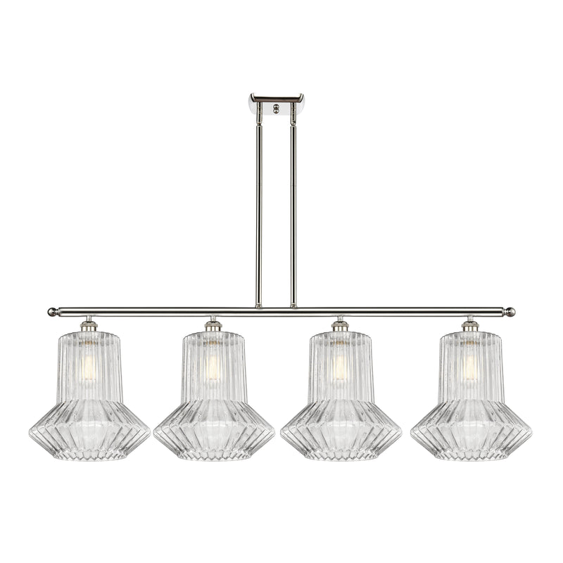 Springwater Island Light shown in the Polished Nickel finish with a Clear Spiral Fluted shade