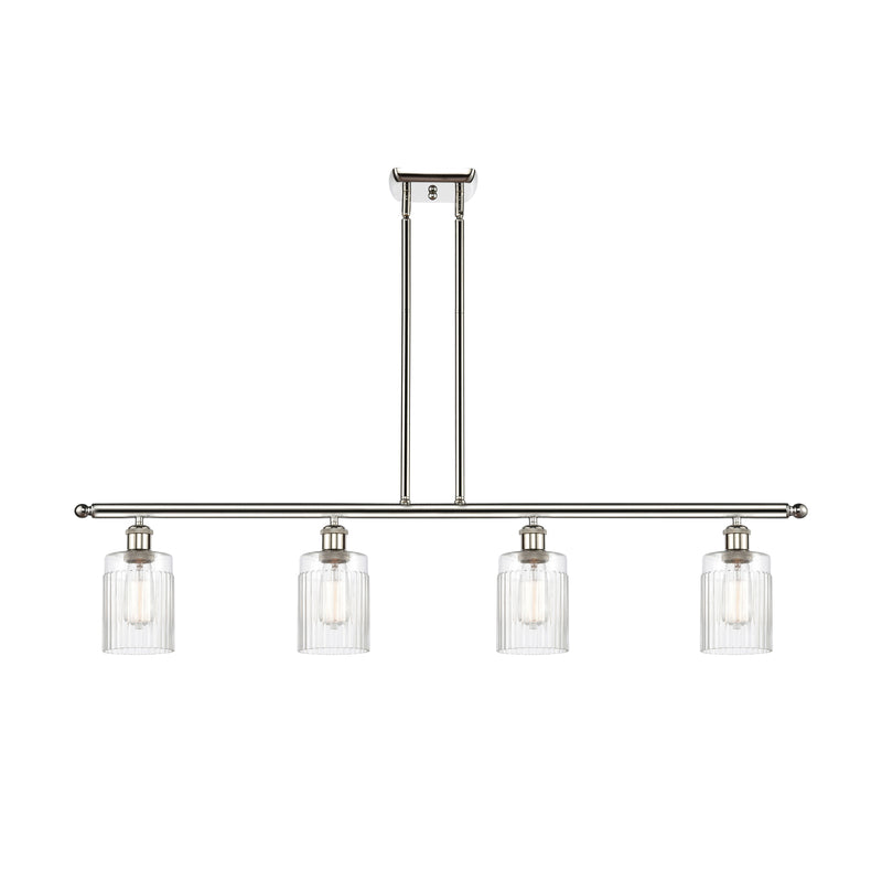 Hadley Island Light shown in the Polished Nickel finish with a Clear shade