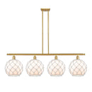 Farmhouse Rope Island Light shown in the Satin Gold finish with a White Glass with White Rope shade