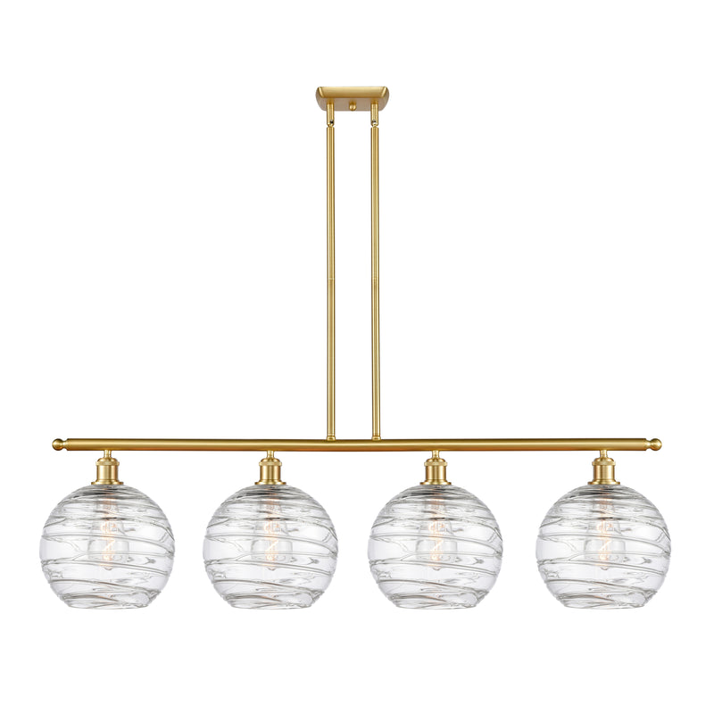 Deco Swirl Island Light shown in the Satin Gold finish with a Clear shade