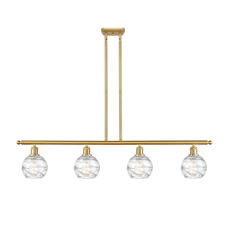 Deco Swirl Island Light shown in the Satin Gold finish with a Clear shade