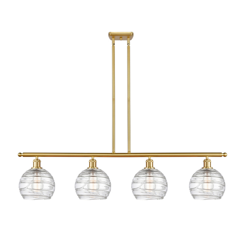 Deco Swirl Island Light shown in the Satin Gold finish with a Clear shade