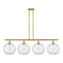 Farmhouse Rope Island Light shown in the Satin Gold finish with a Clear Glass with White Rope shade