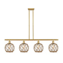 Farmhouse Rope Island Light shown in the Satin Gold finish with a Clear Glass with Brown Rope shade