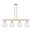 Waverly Island Light shown in the Satin Gold finish with a Clear shade