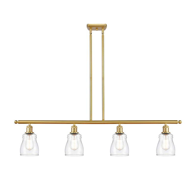 Ellery Island Light shown in the Satin Gold finish with a Clear shade