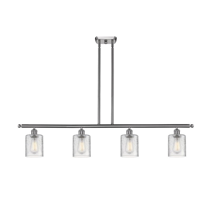 Cobbleskill Island Light shown in the Brushed Satin Nickel finish with a Clear shade