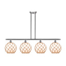 Farmhouse Rope Island Light shown in the Brushed Satin Nickel finish with a White Glass with Brown Rope shade