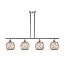 Farmhouse Rope Island Light shown in the Brushed Satin Nickel finish with a Clear Glass with Brown Rope shade