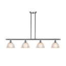 Arietta Island Light shown in the Brushed Satin Nickel finish with a Clear shade